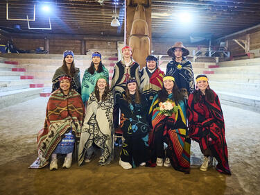 Ten Indigenous Role Models blanketed and pose for photos